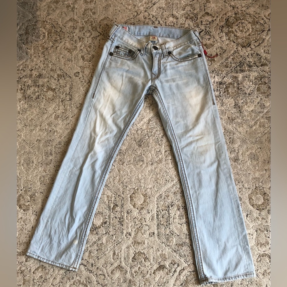 True Religion Men's Bobby Big QT Faded Blue Straight Jeans